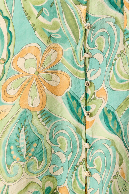 Mystic Mirage Midi Shirt Dress in Multi Green Print