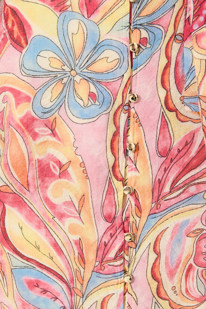 Mystic Mirage Midi Shirt Dress in Multi Pink Print