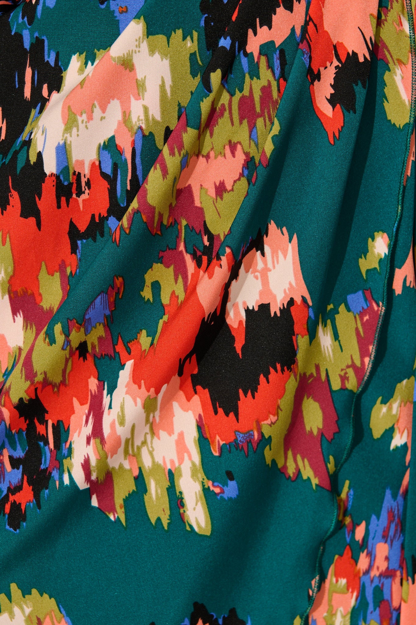 Rosemarie Midi Dress in Emerald with Abstract Print