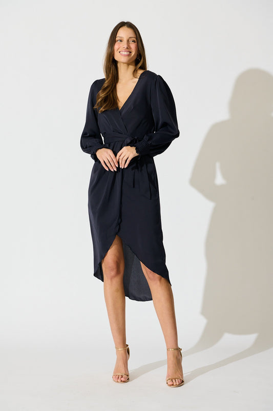 Rosemarie Midi Dress in Navy
