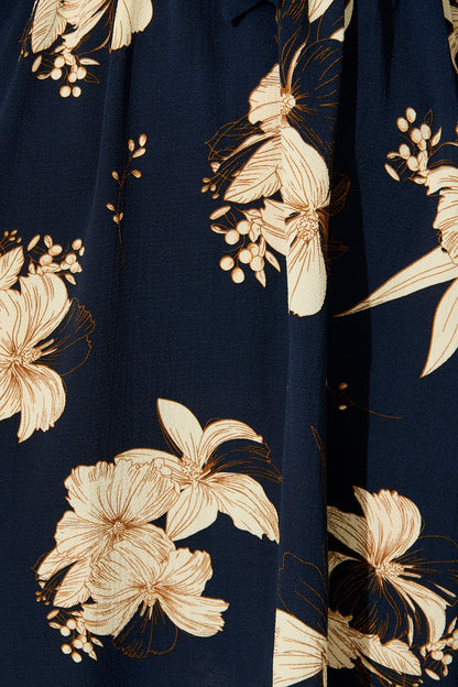 Ava Dress in Navy with Cream Floral