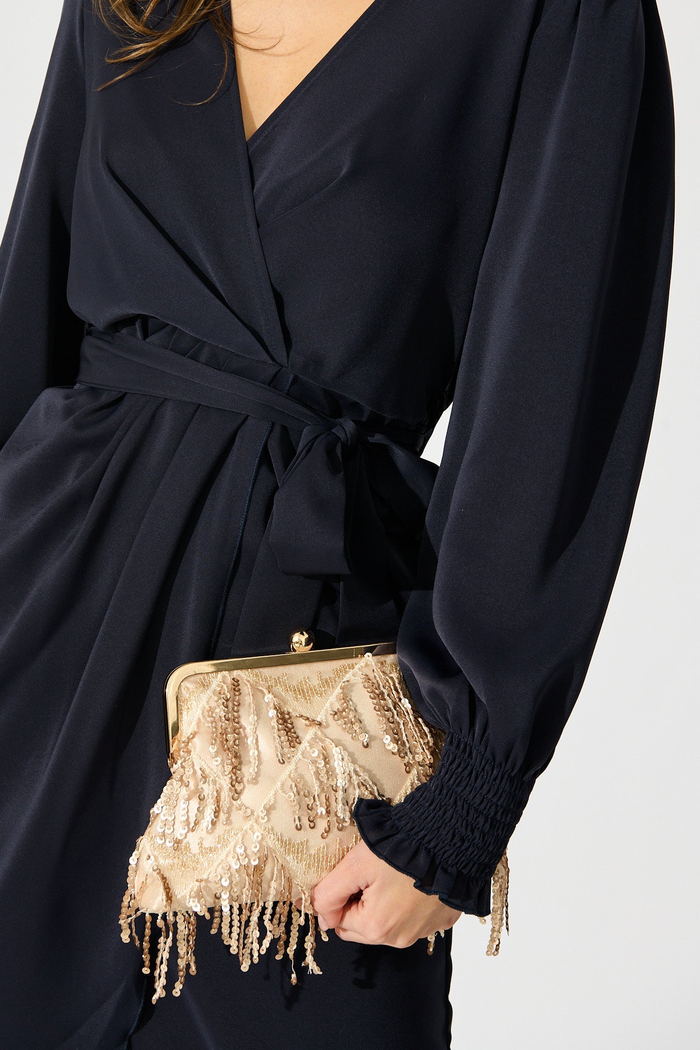 Glamour Clutch Bag in Rose Gold Sequin