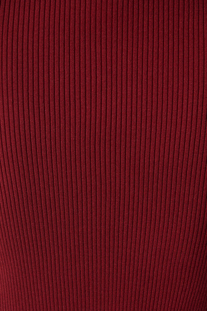 Kassia Off Shoulder Midi Knit Dress in Wine