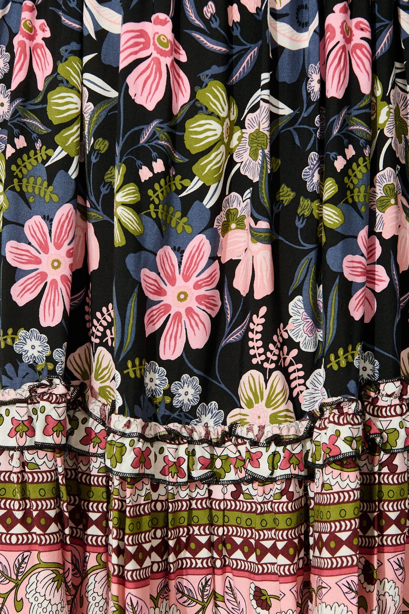 Tully Dress in Black with Pink Boho Floral