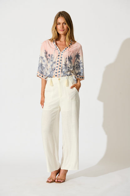 Portobello Top in Blush Palm Tree Print