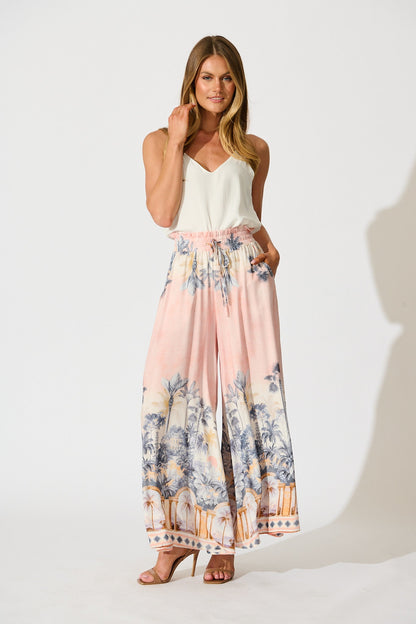 Mariah Pant in Blush Palm Tree Print