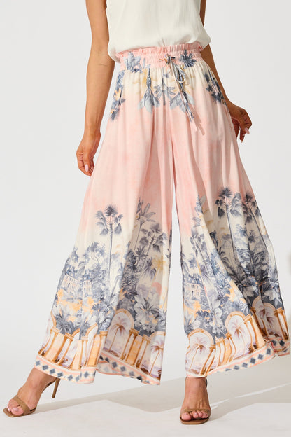 Mariah Pant in Blush Palm Tree Print