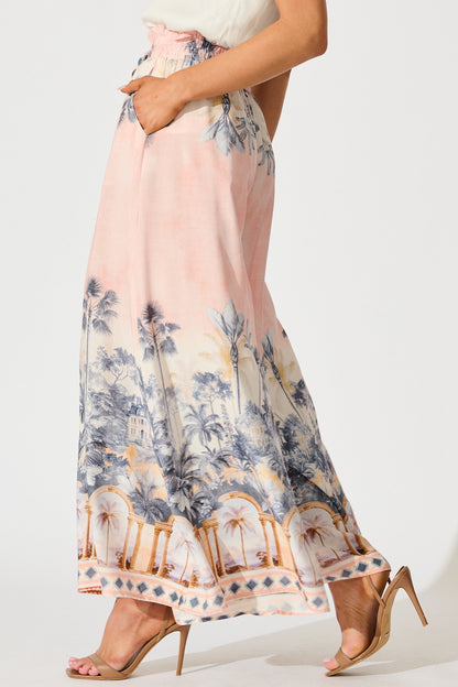 Mariah Pant in Blush Palm Tree Print