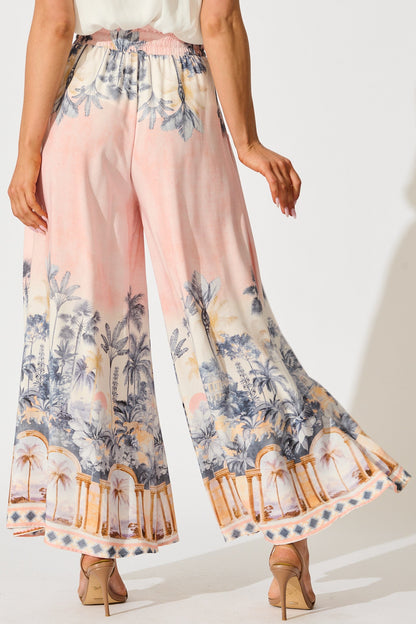 Mariah Pant in Blush Palm Tree Print