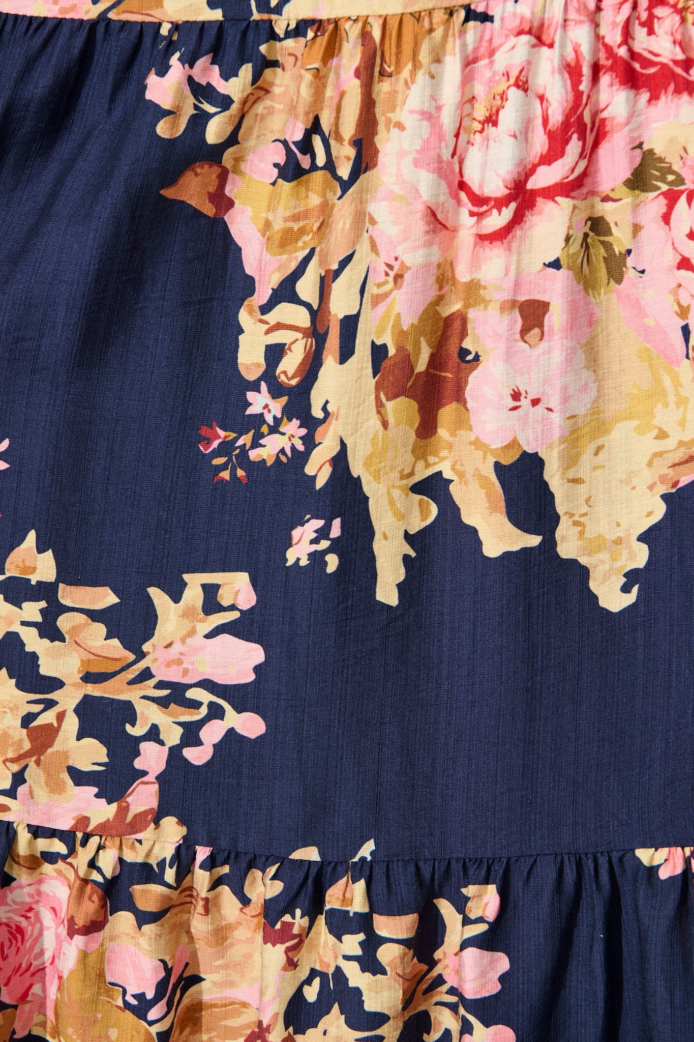 Primavera Midi Dress in Navy with Pink Floral