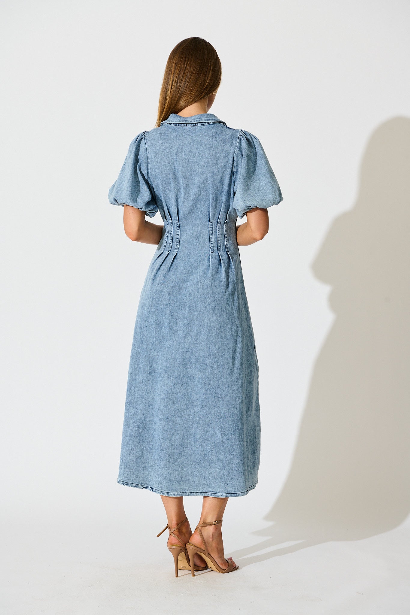 PRE ORDER Fine Form Midi Dress in Mid Blue Denim