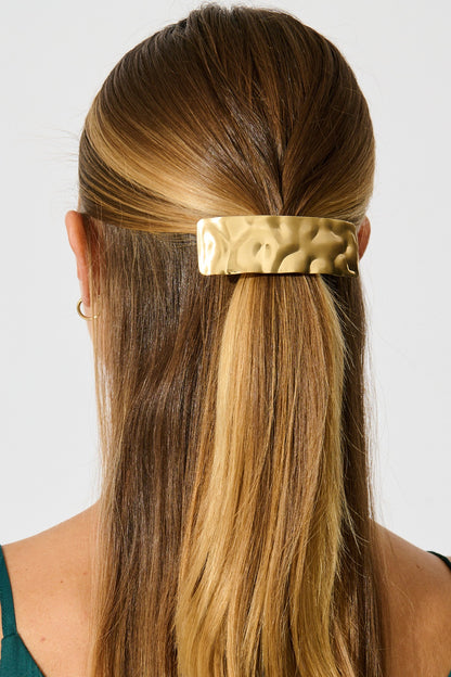 Carly Barrette Hair Clip in Textured Gold