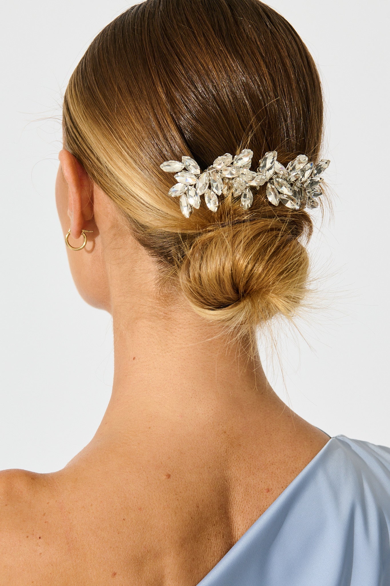 Stephanie Bridal Hair Comb Clip in Clear Diamante