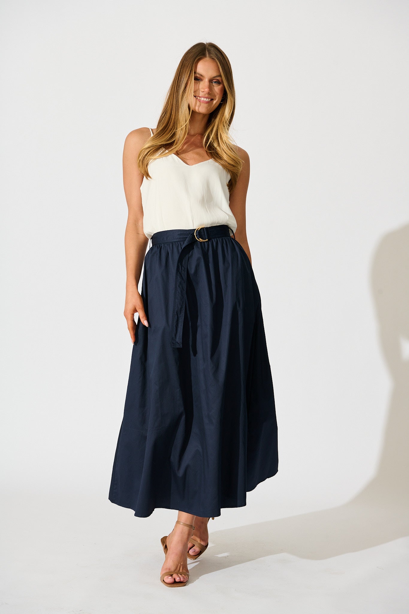 Tyra Maxi Skirt in Navy Cotton
