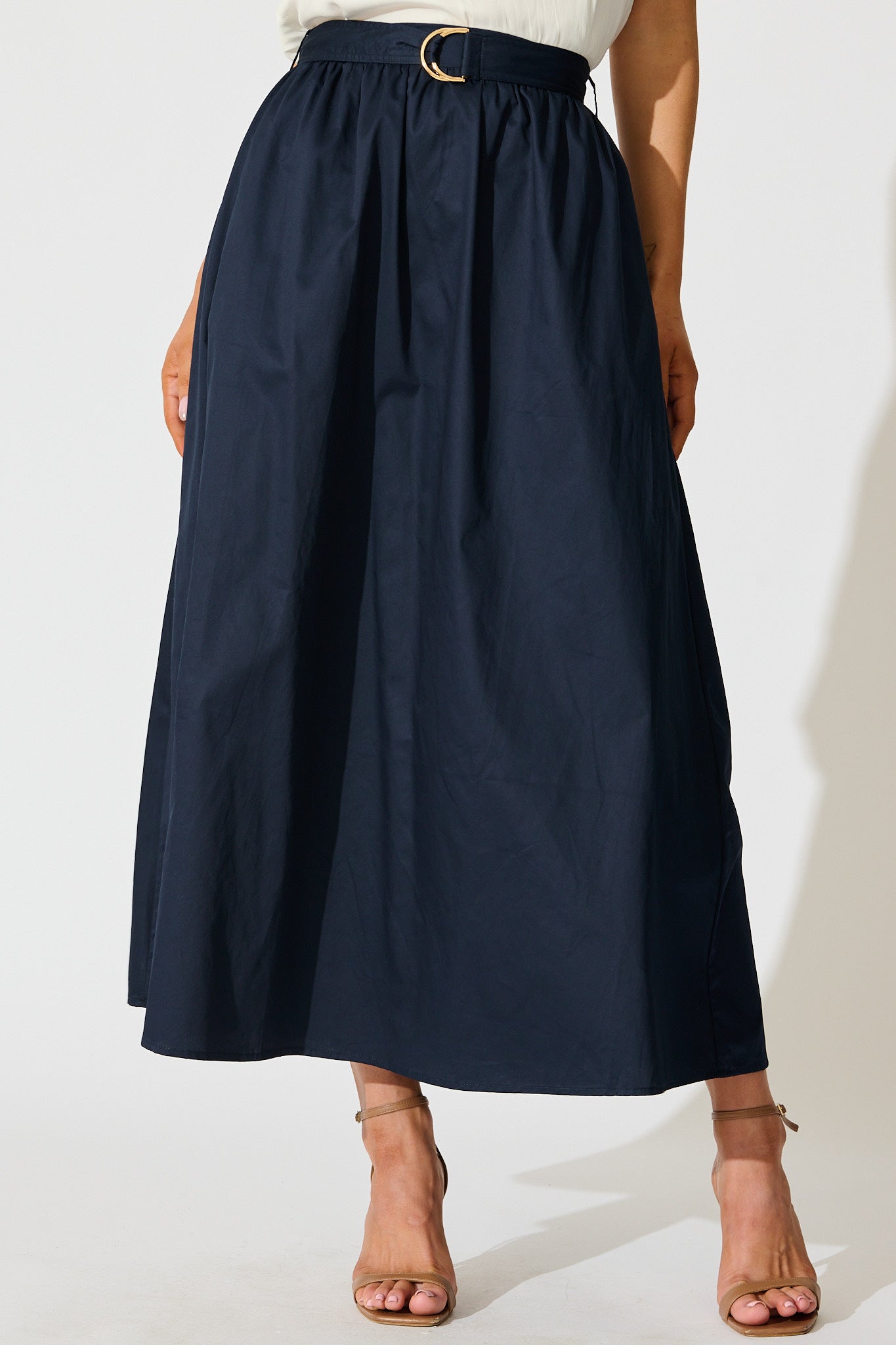 Tyra Maxi Skirt in Navy Cotton
