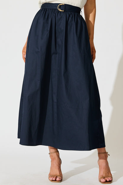 Tyra Maxi Skirt in Navy Cotton