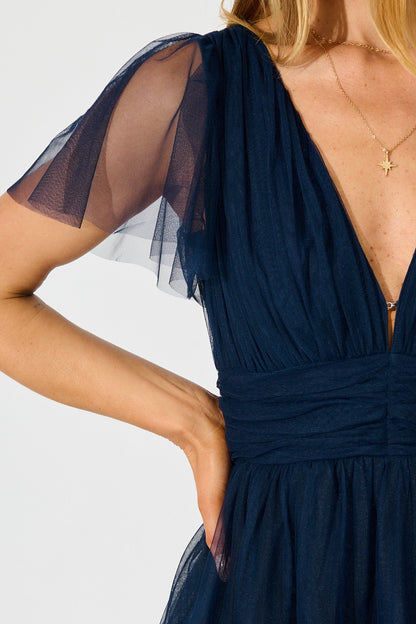 Air and Grace Dress in Navy Tulle
