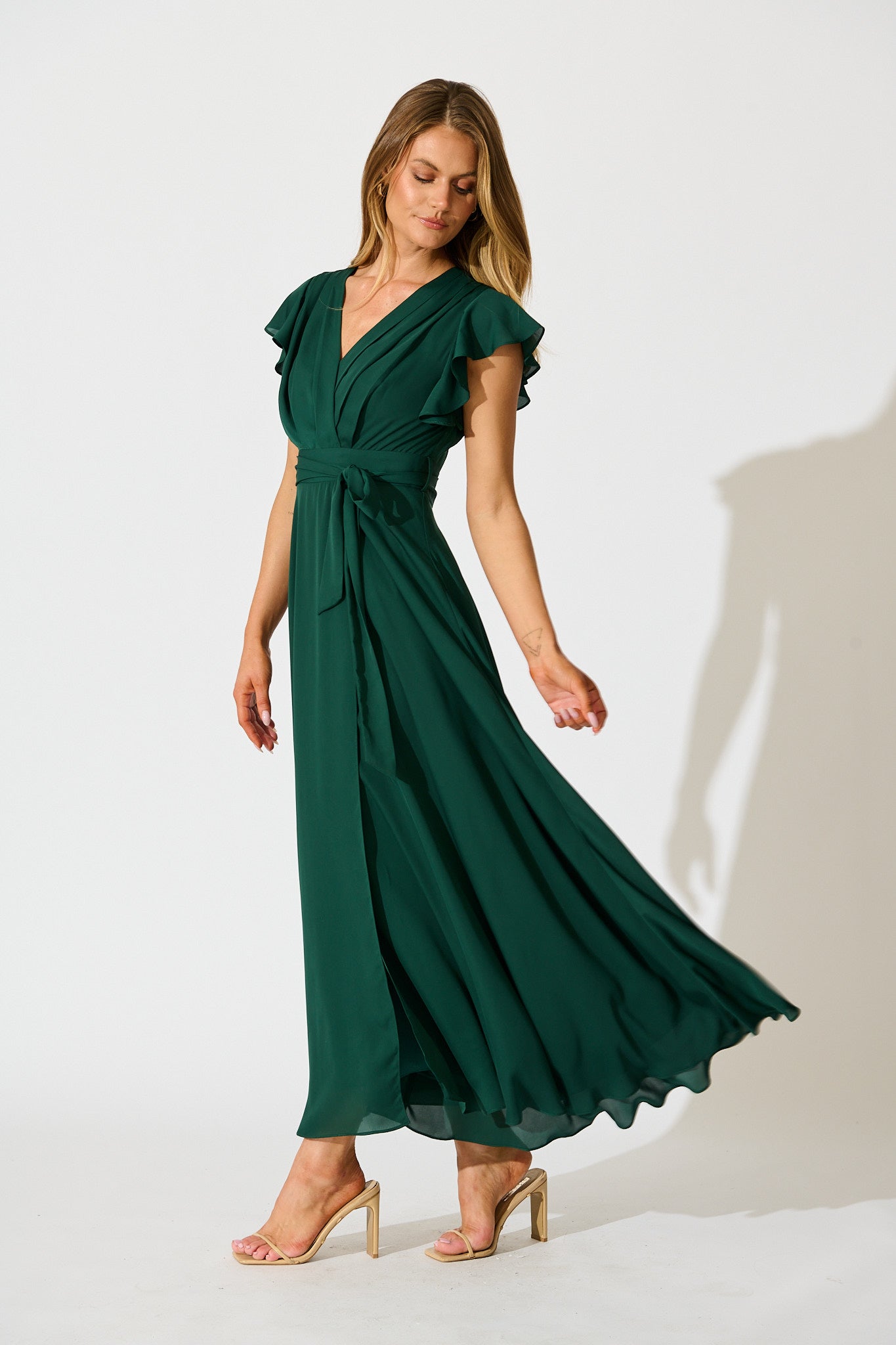 Wynter Maxi Dress in Emerald Chiffon