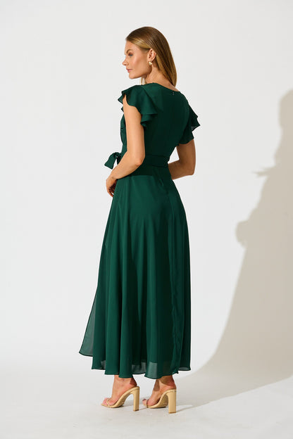 Wynter Maxi Dress in Emerald Chiffon