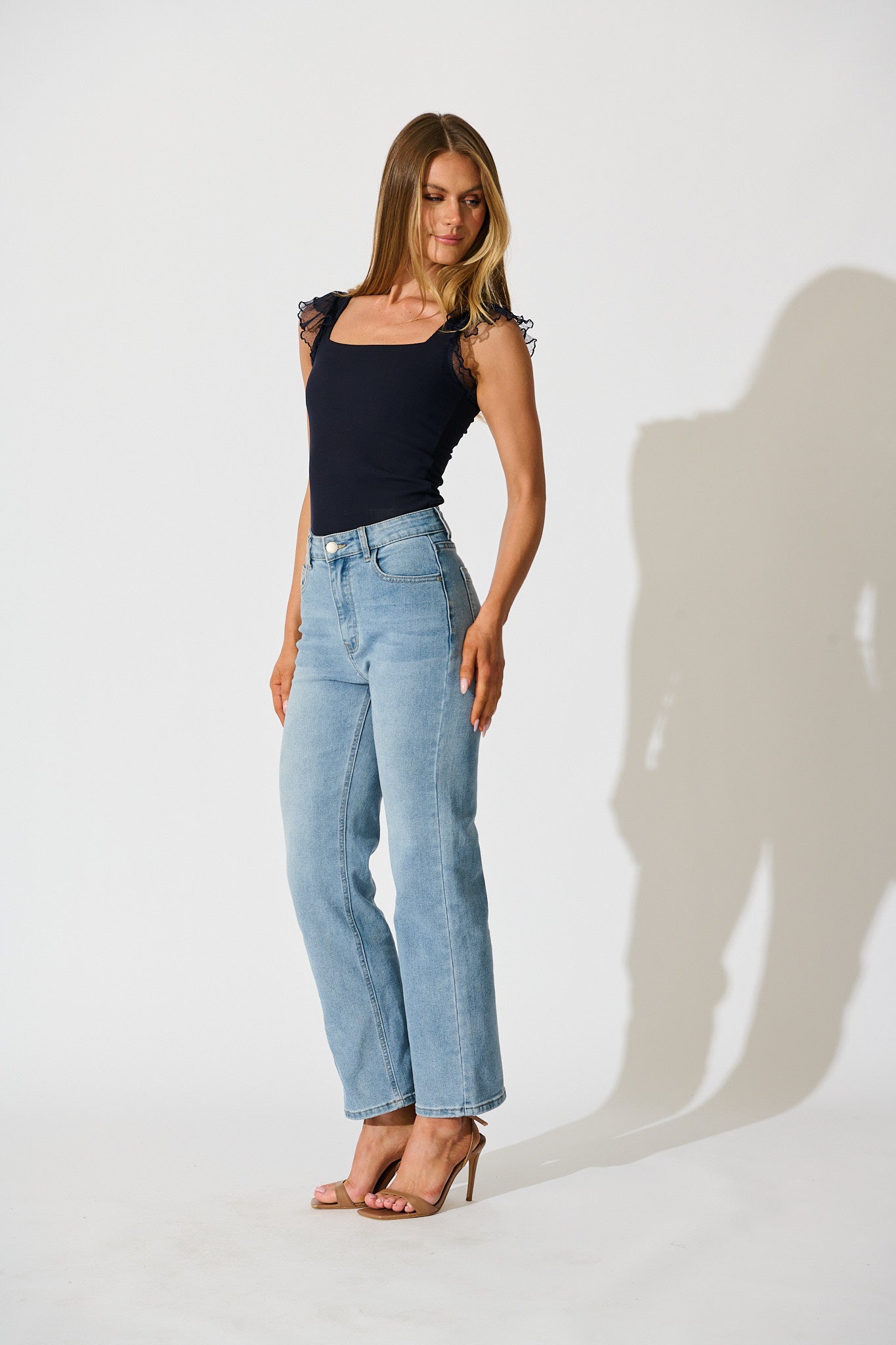 Veil Of Dots Top in Navy Jersey