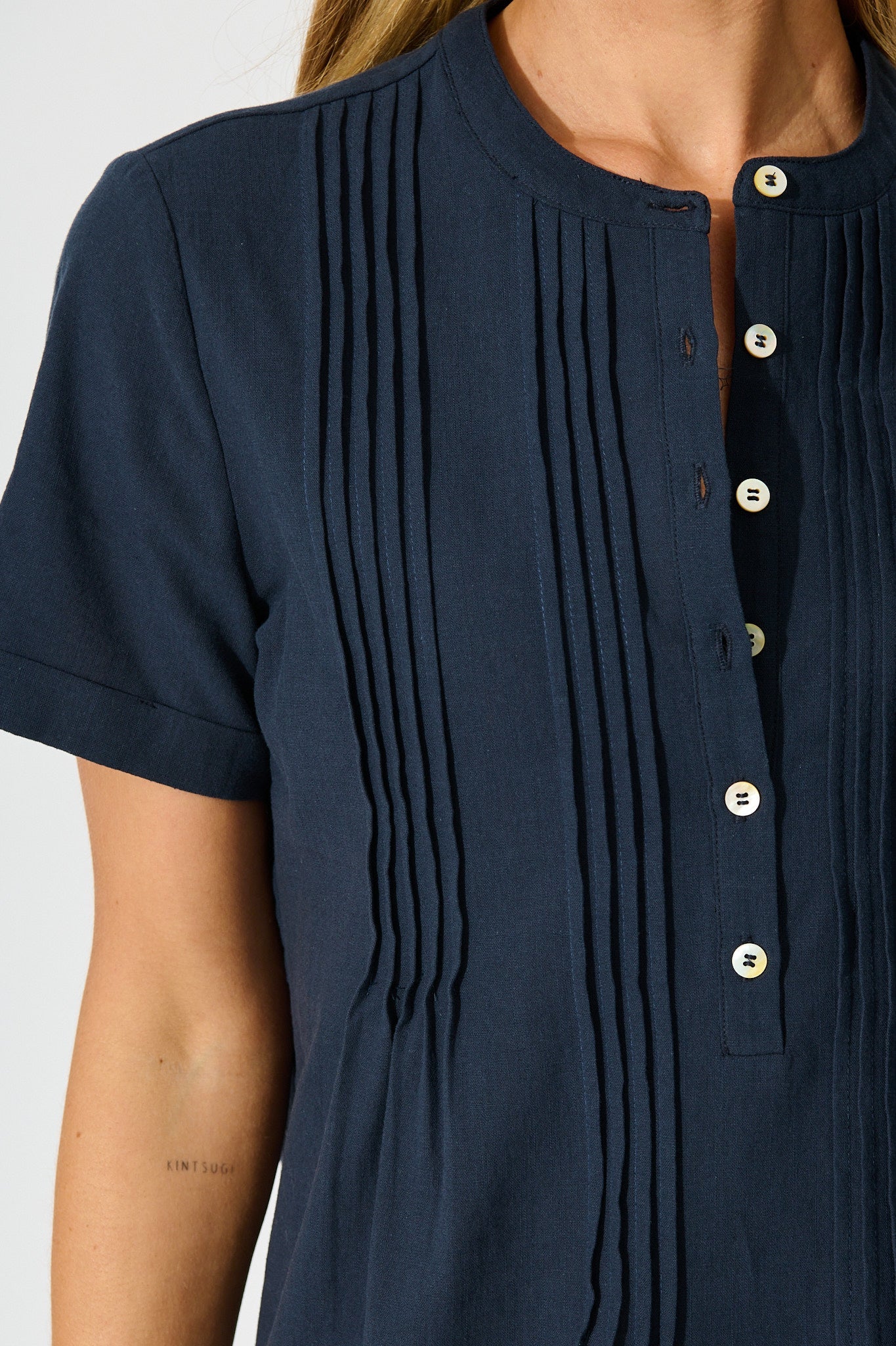 Ivory Fields Smock Dress in Navy Cotton