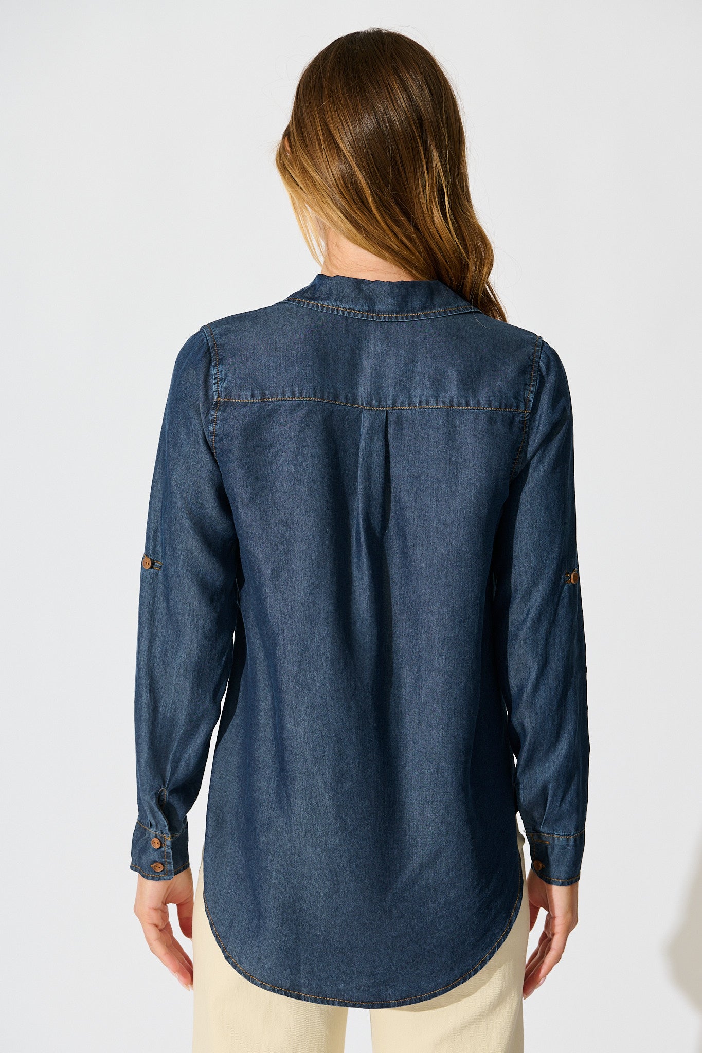 Harlow Shirt in Dark Blue Chambray