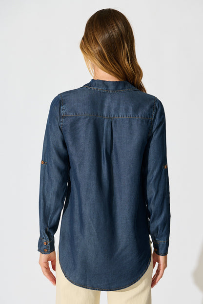 Harlow Shirt in Dark Blue Chambray