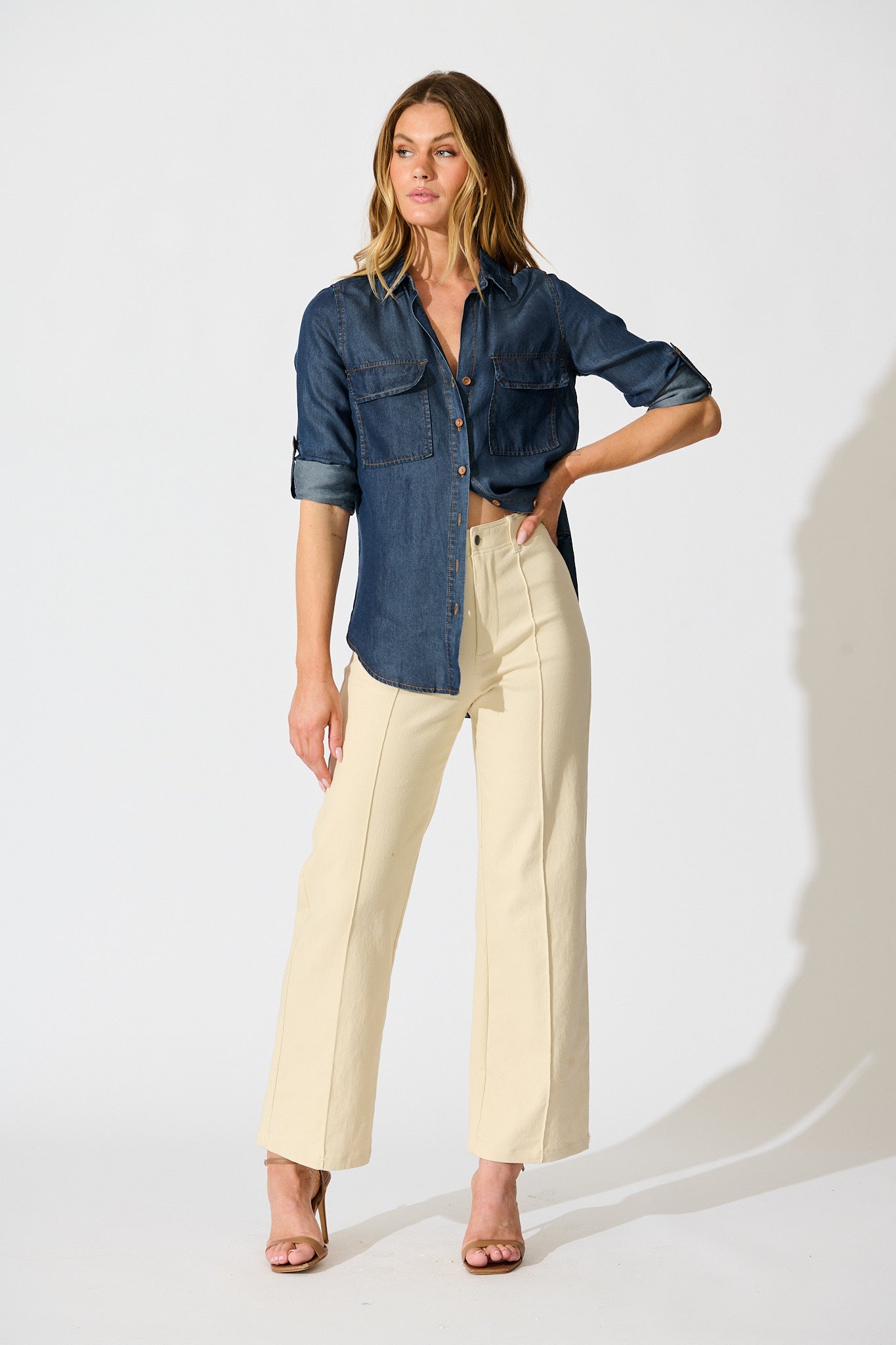 Harlow Shirt in Dark Blue Chambray