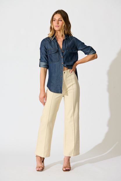 Harlow Shirt in Dark Blue Chambray