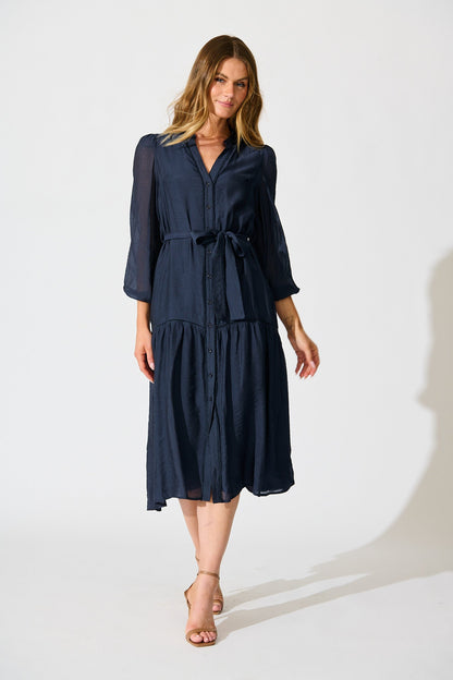Sloane Midi Dress in Navy