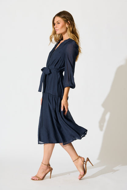 Sloane Midi Dress in Navy