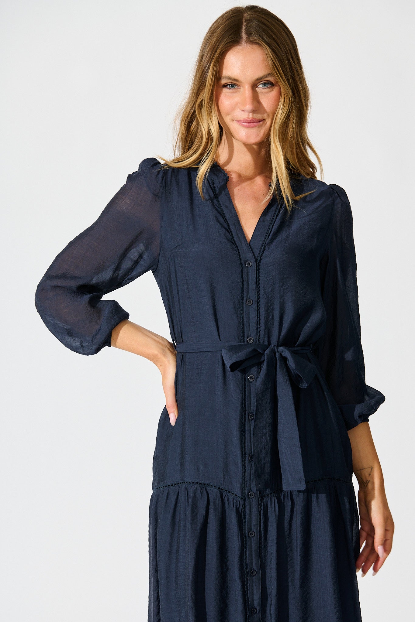 Sloane Midi Dress in Navy
