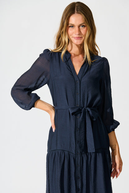 Sloane Midi Dress in Navy