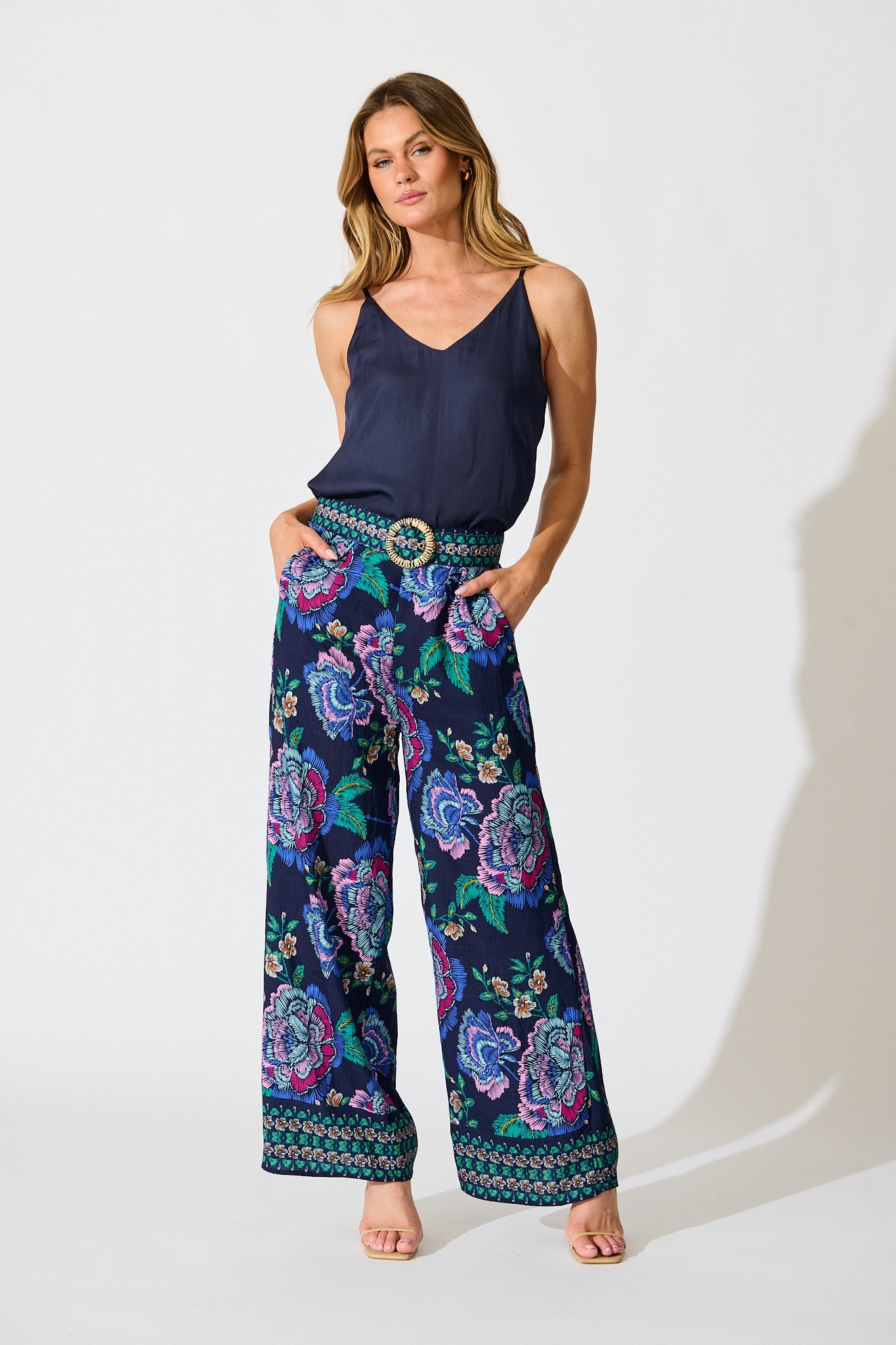 Petal Drift Pant in Navy with Multi Floral