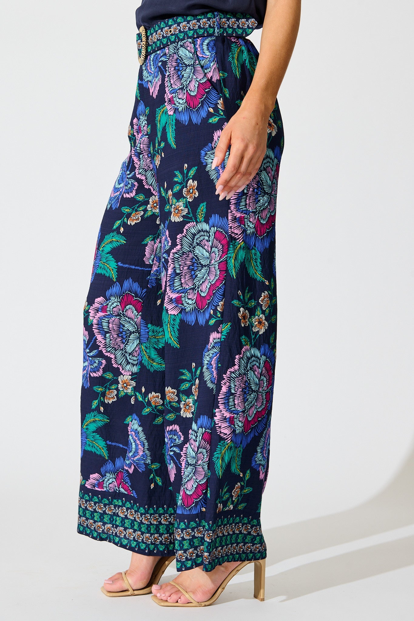 Petal Drift Pant in Navy with Multi Floral