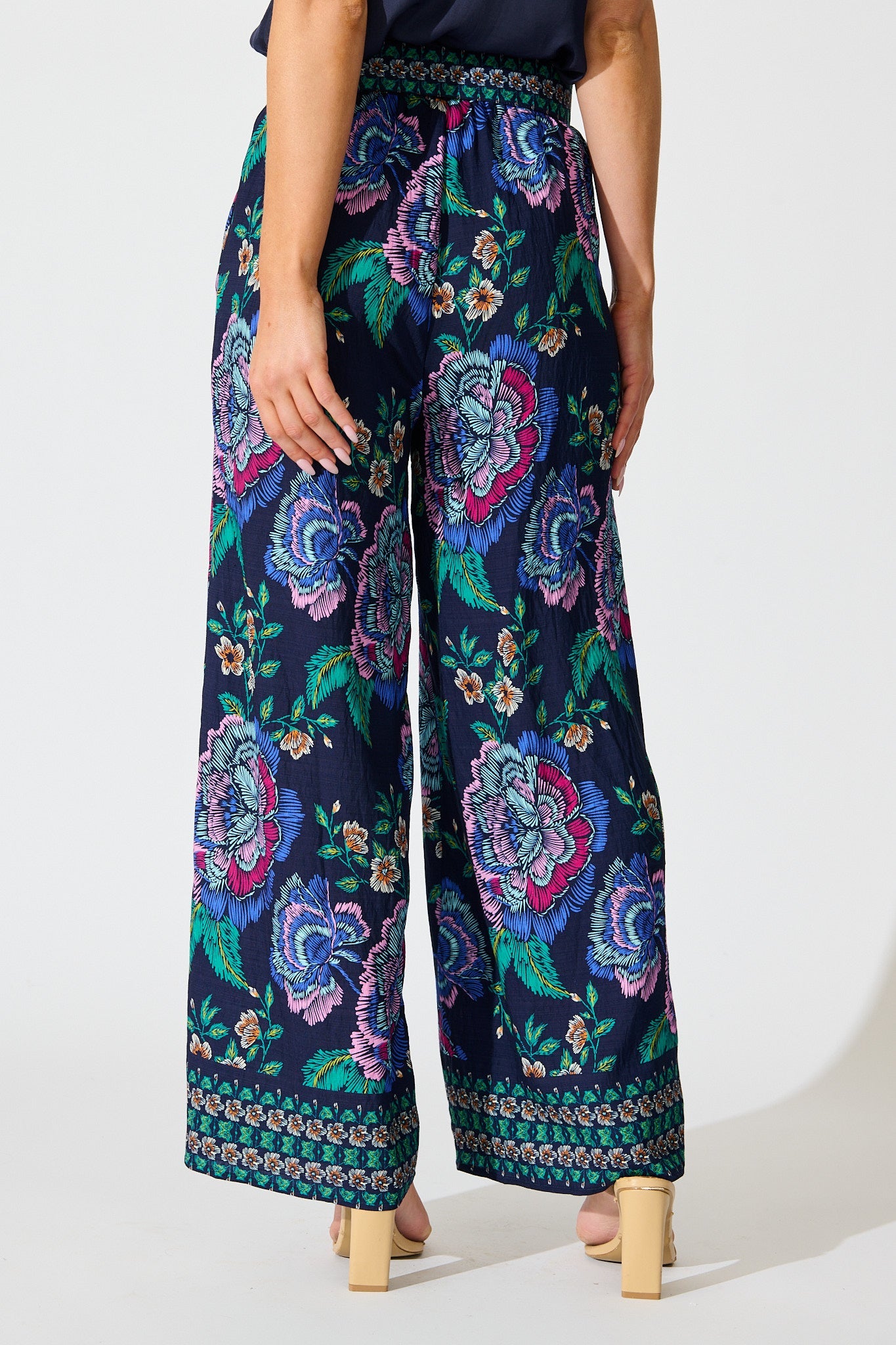 Petal Drift Pant in Navy with Multi Floral
