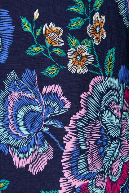 Petal Drift Pant in Navy with Multi Floral