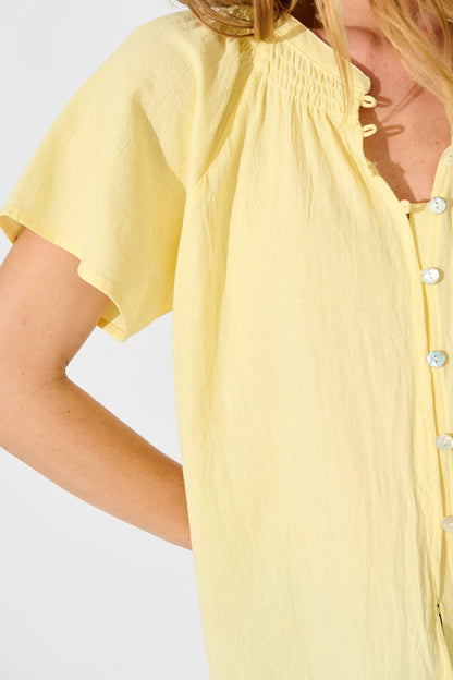 Lombard Top in Butter Yellow Cotton Linen