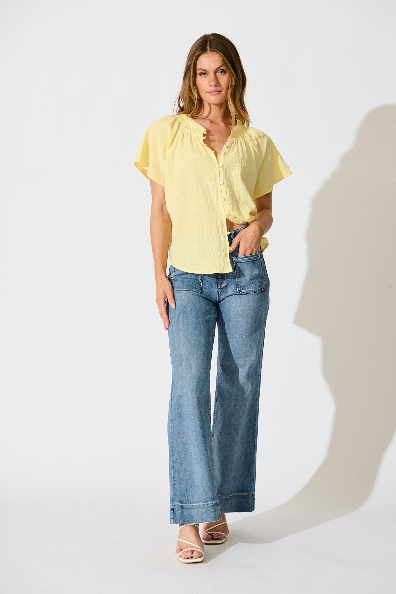 Lombard Top in Butter Yellow Cotton Linen