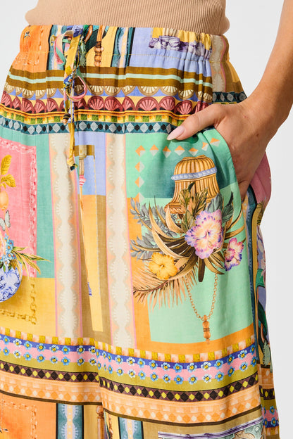 Galleria Pant in Multi Conversational Print