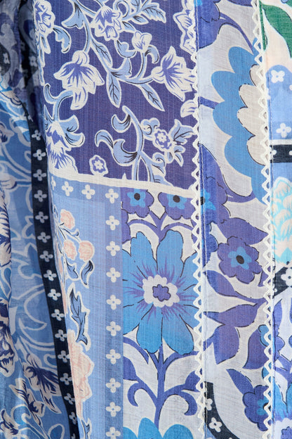 Emma Shirt in Multi Blue Cotton Blend