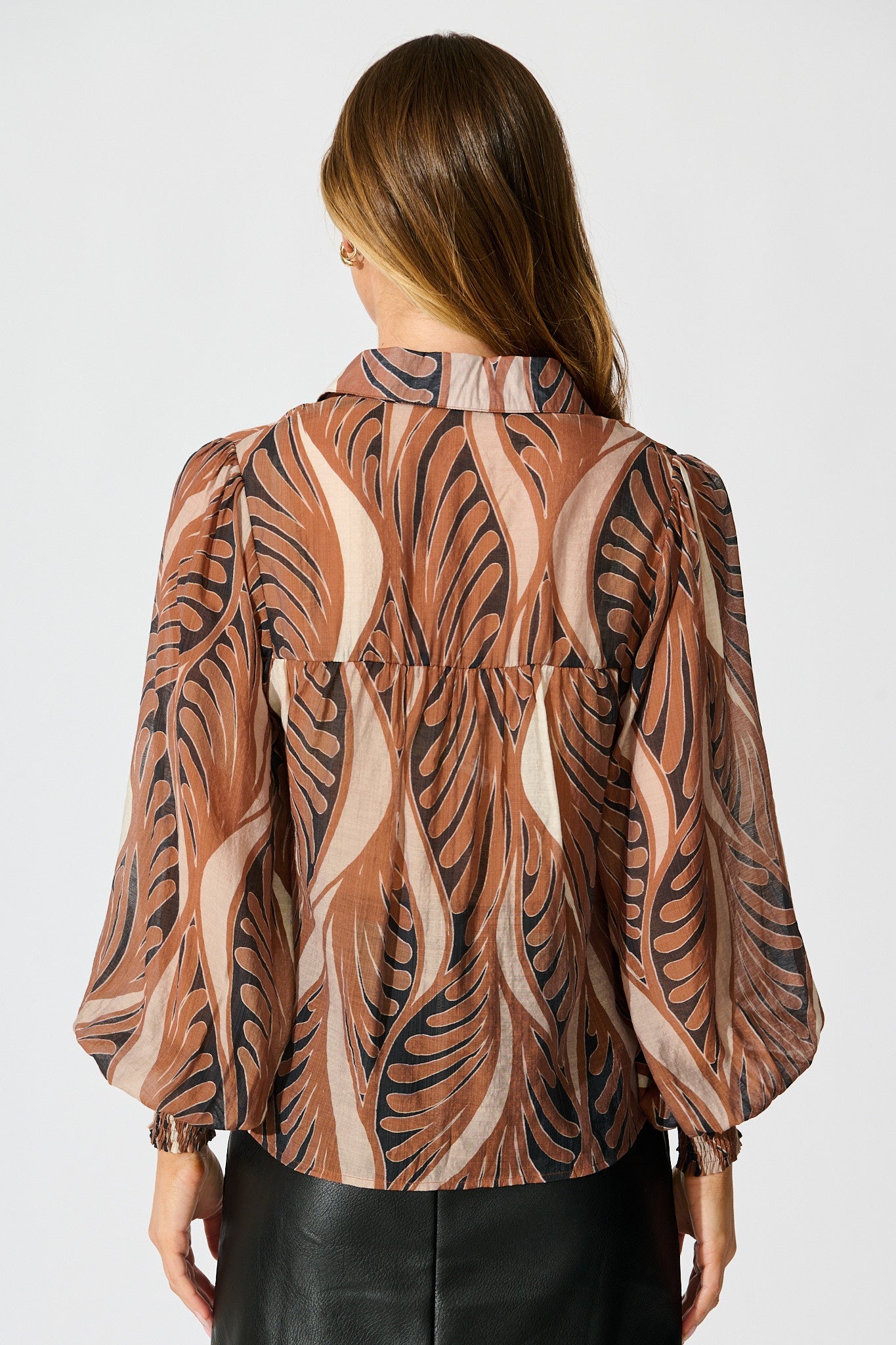 Emma Shirt in Brown with Tan Cotton Blend