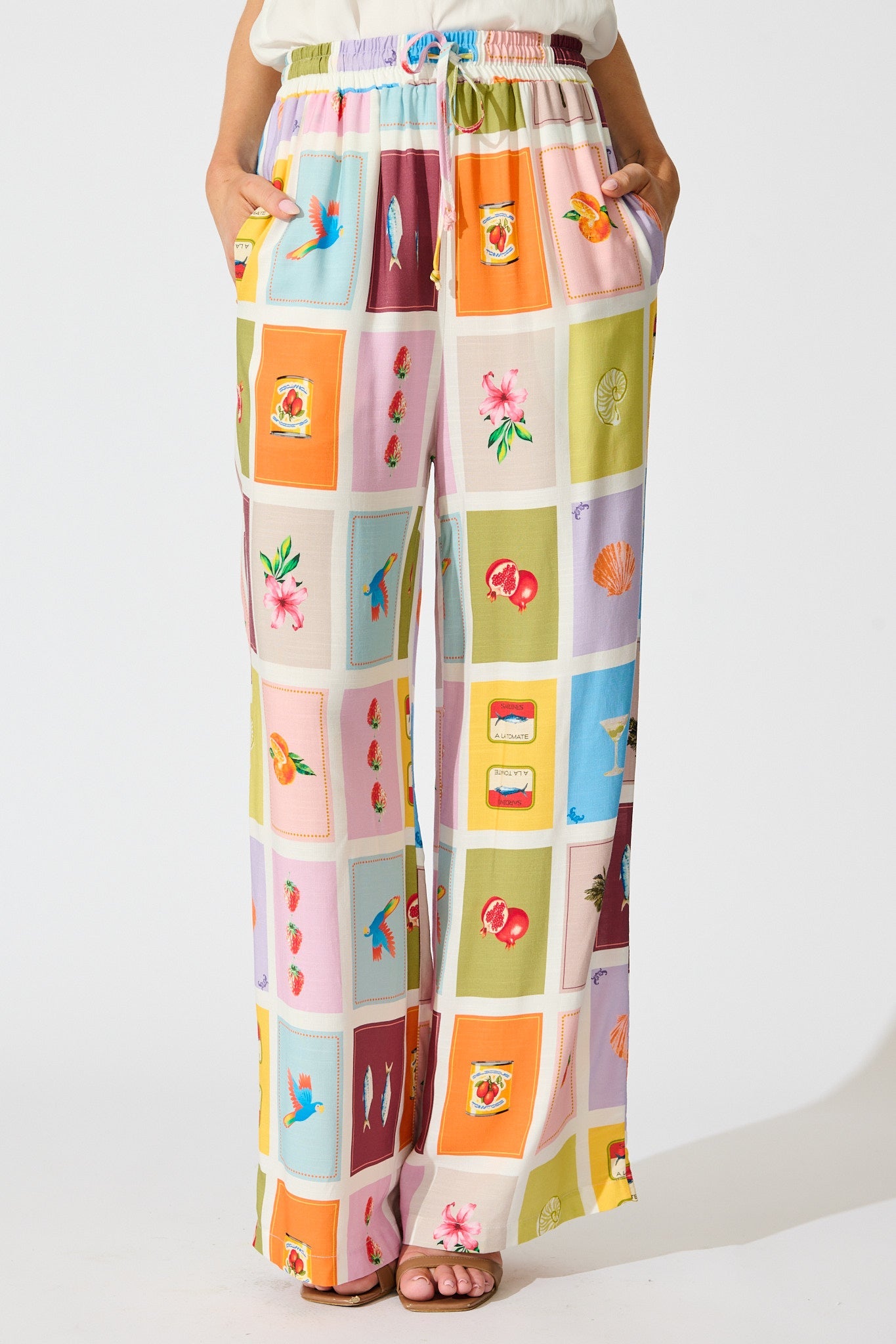 Club Riveria Pant in Multi Conversational Print