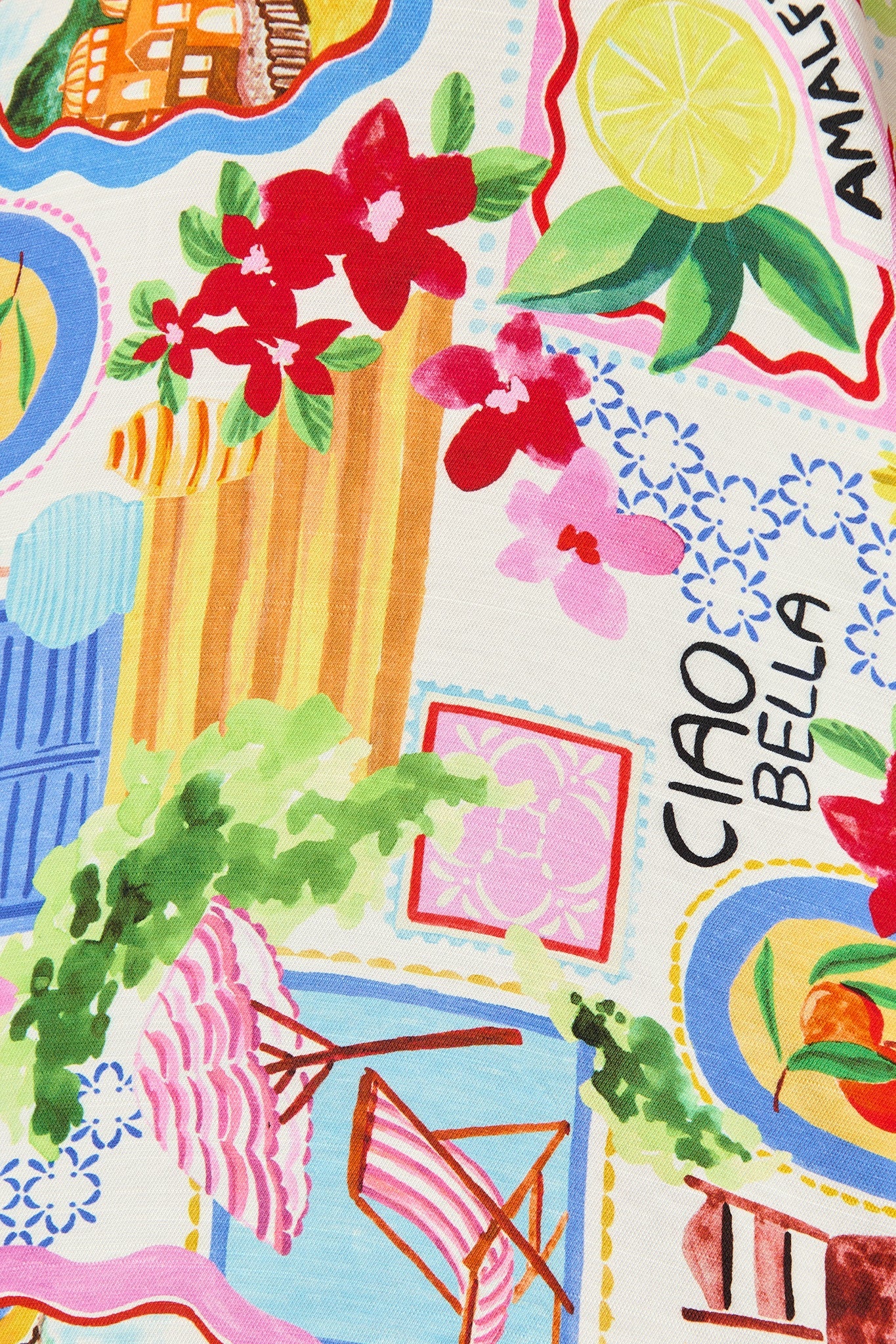 Kimberly Shirt in White With Multi Print