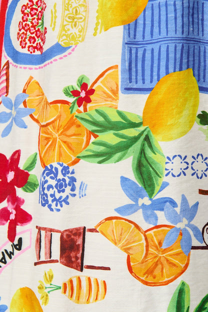 Romeo Pant in White With Multi Print