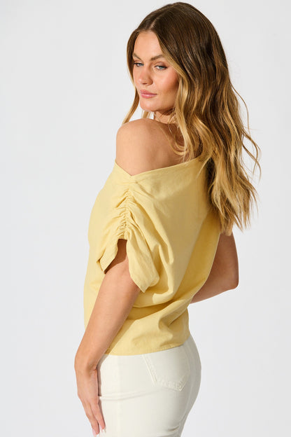 Golden Hour Off Shoulder Top in Butter Yellow Cotton