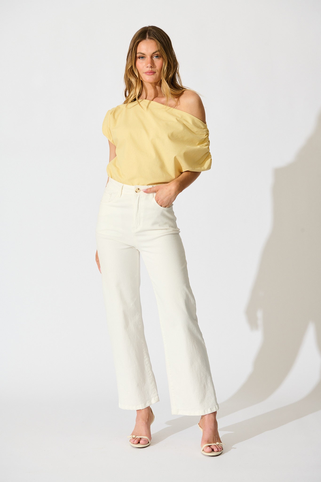 Golden Hour Off Shoulder Top in Butter Yellow Cotton