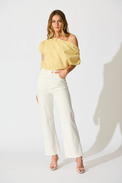 Golden Hour Off Shoulder Top in Butter Yellow Cotton