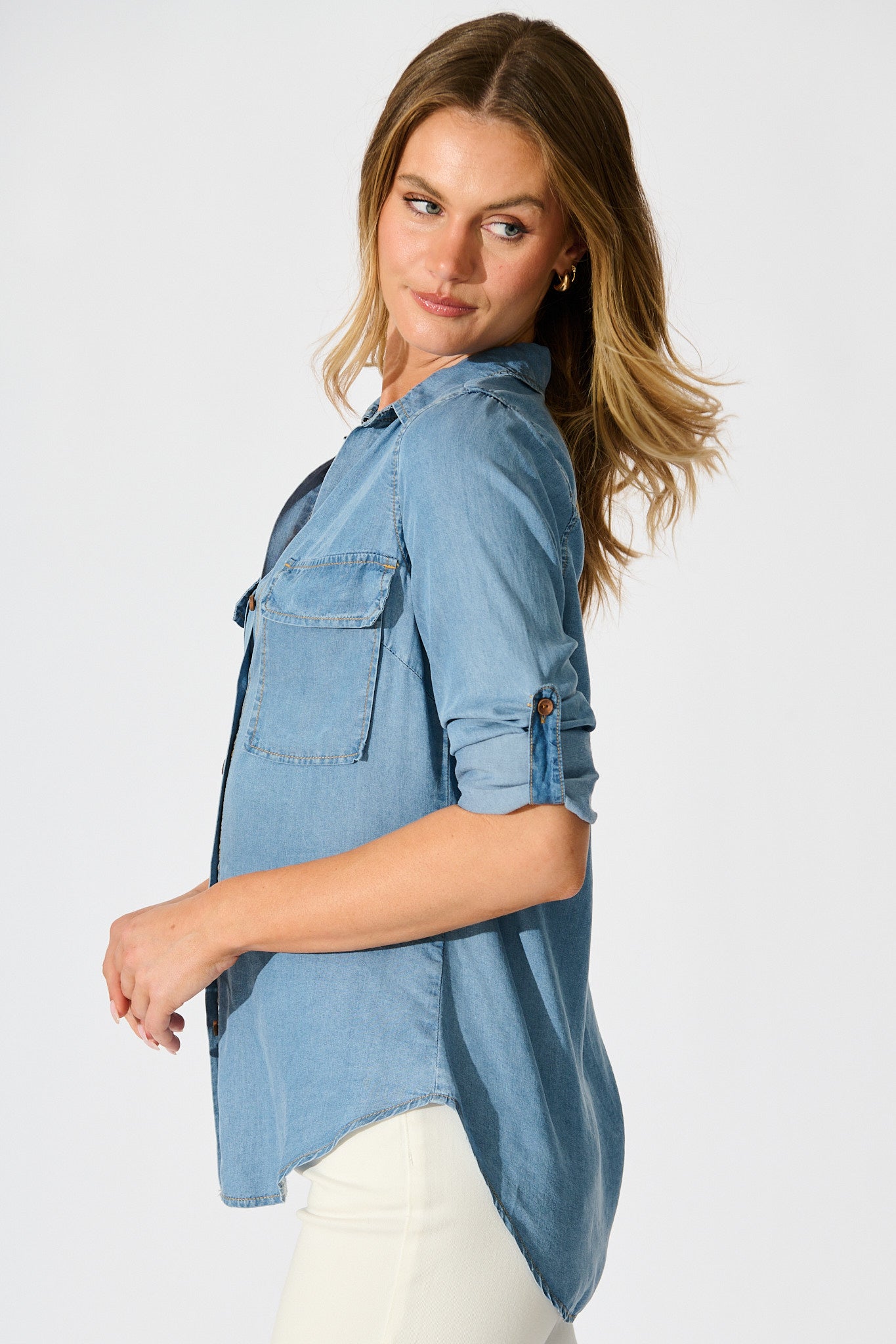 Harlow Shirt in Light Blue Chambray