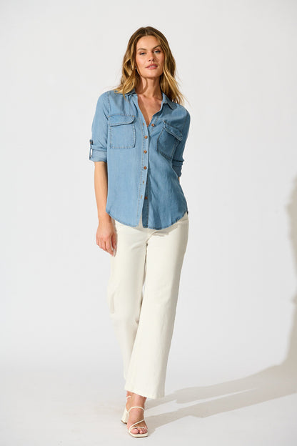 Harlow Shirt in Light Blue Chambray